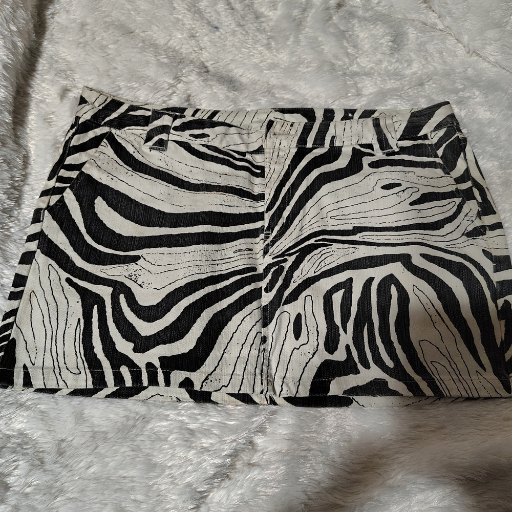 Vintage Rogan Zebra Print Denim Mini Skirt/ SZ 13/NWOT/ See Pics
